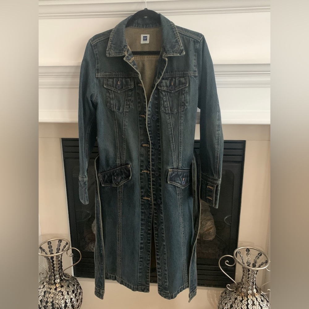 Long Belted Denim Coat